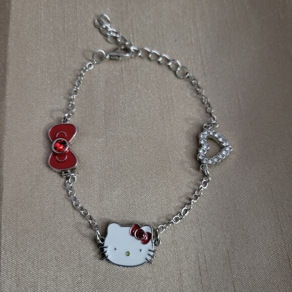 Hello Kitty 3 charm sparkly silver tone bracelet - Picture 2 of 3